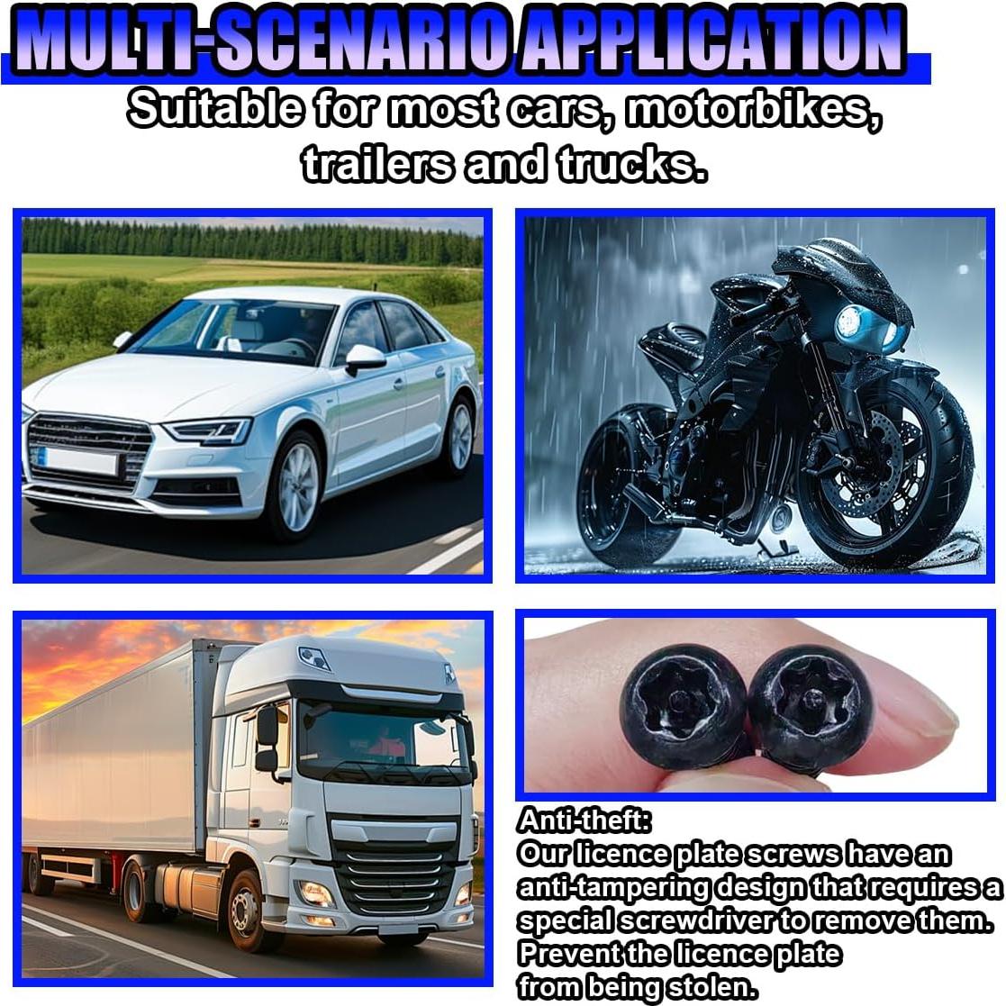 Kit de Tornillos Antirrobo para Placa de Licencia UHANBUT