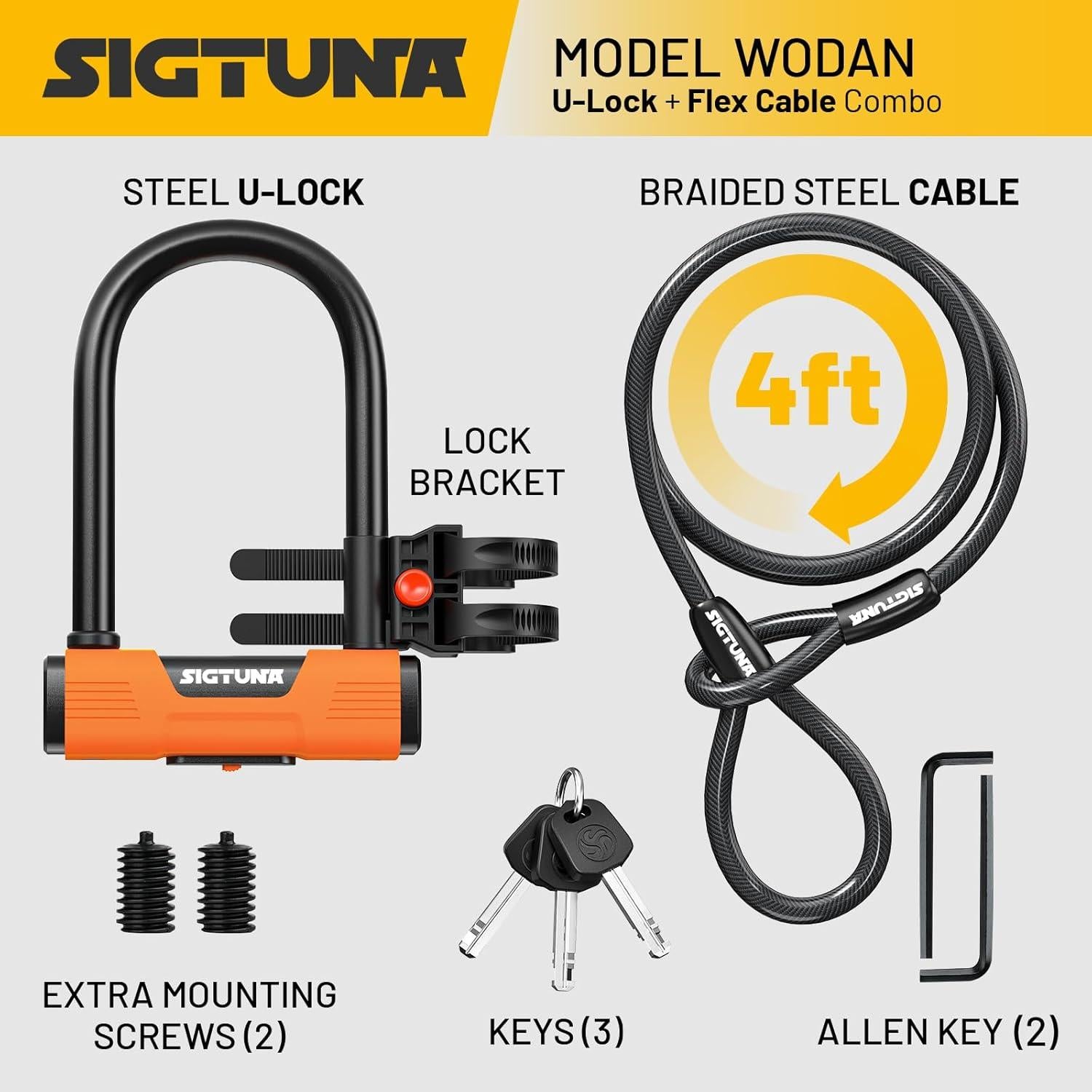 Candado U para Bicicleta Sigtuna 16mm Resistente al Corte