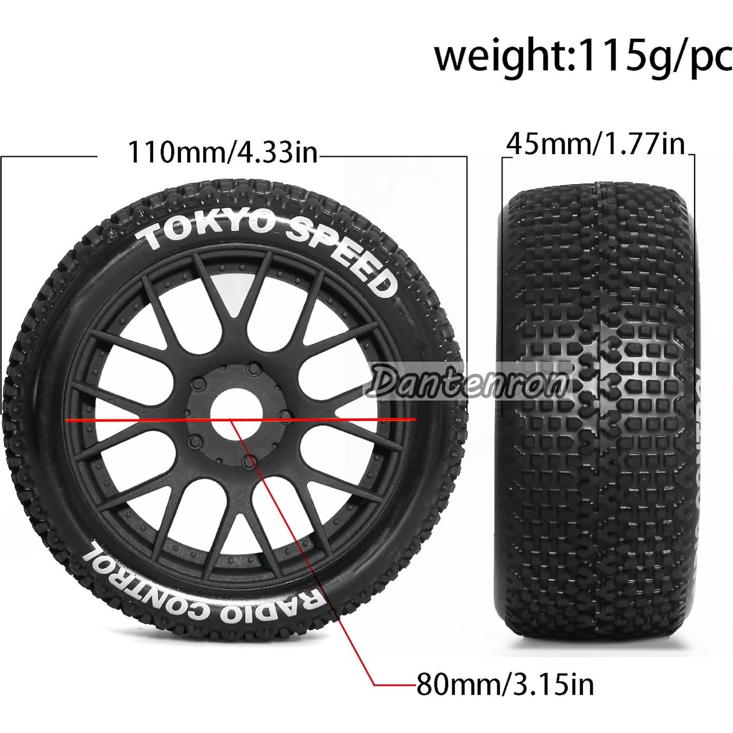 Neumáticos y Ruedas Off Road RC 1/8 Dantenron 110mm 4PCS