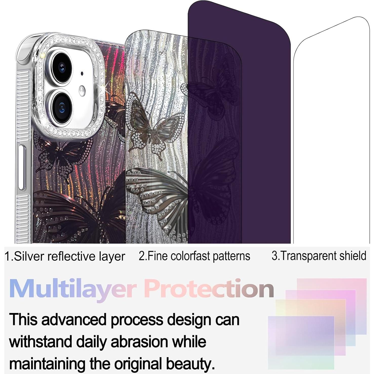 Funda TPU I-MGAE-IN-AR para iPhone 11 Negra, Diseño Mariposa