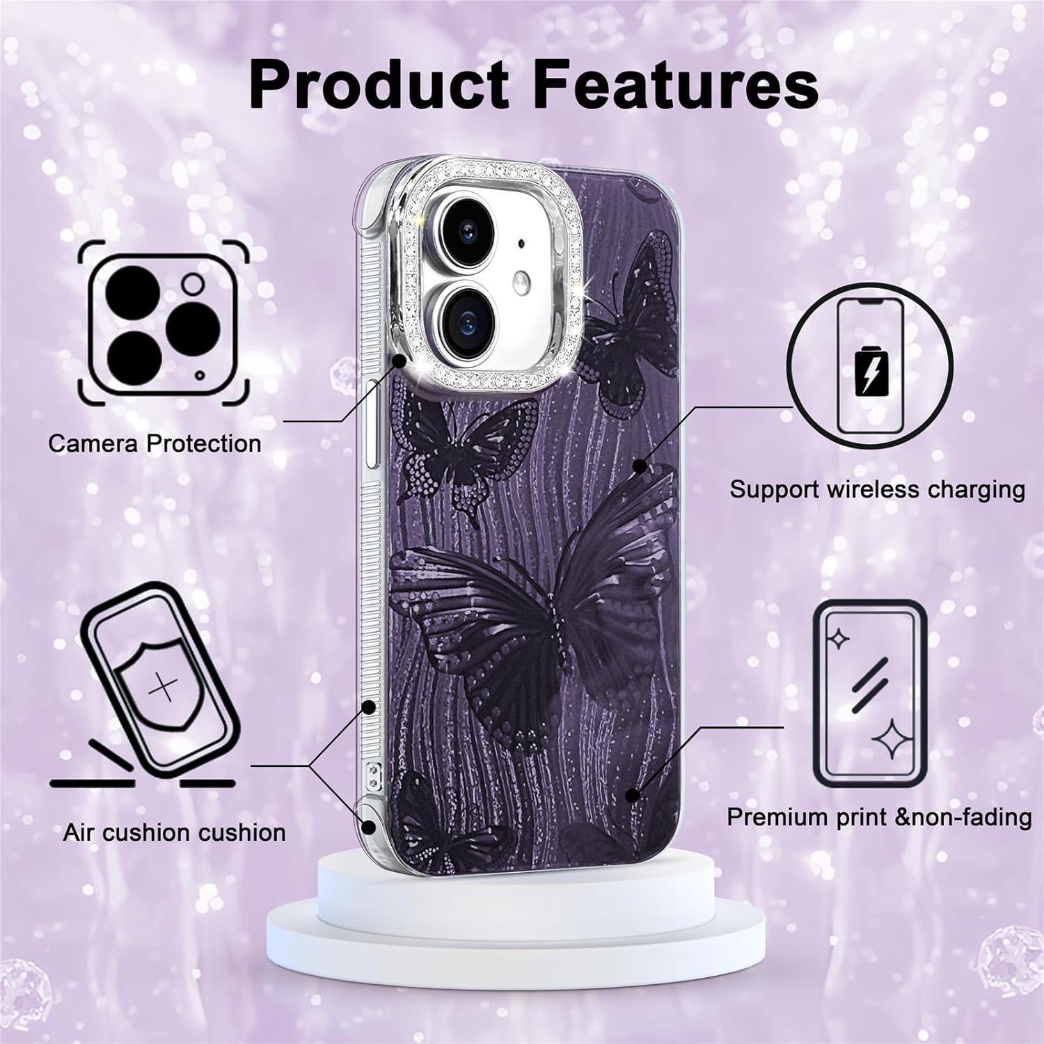 Funda TPU I-MGAE-IN-AR para iPhone 11 Negra, Diseño Mariposa