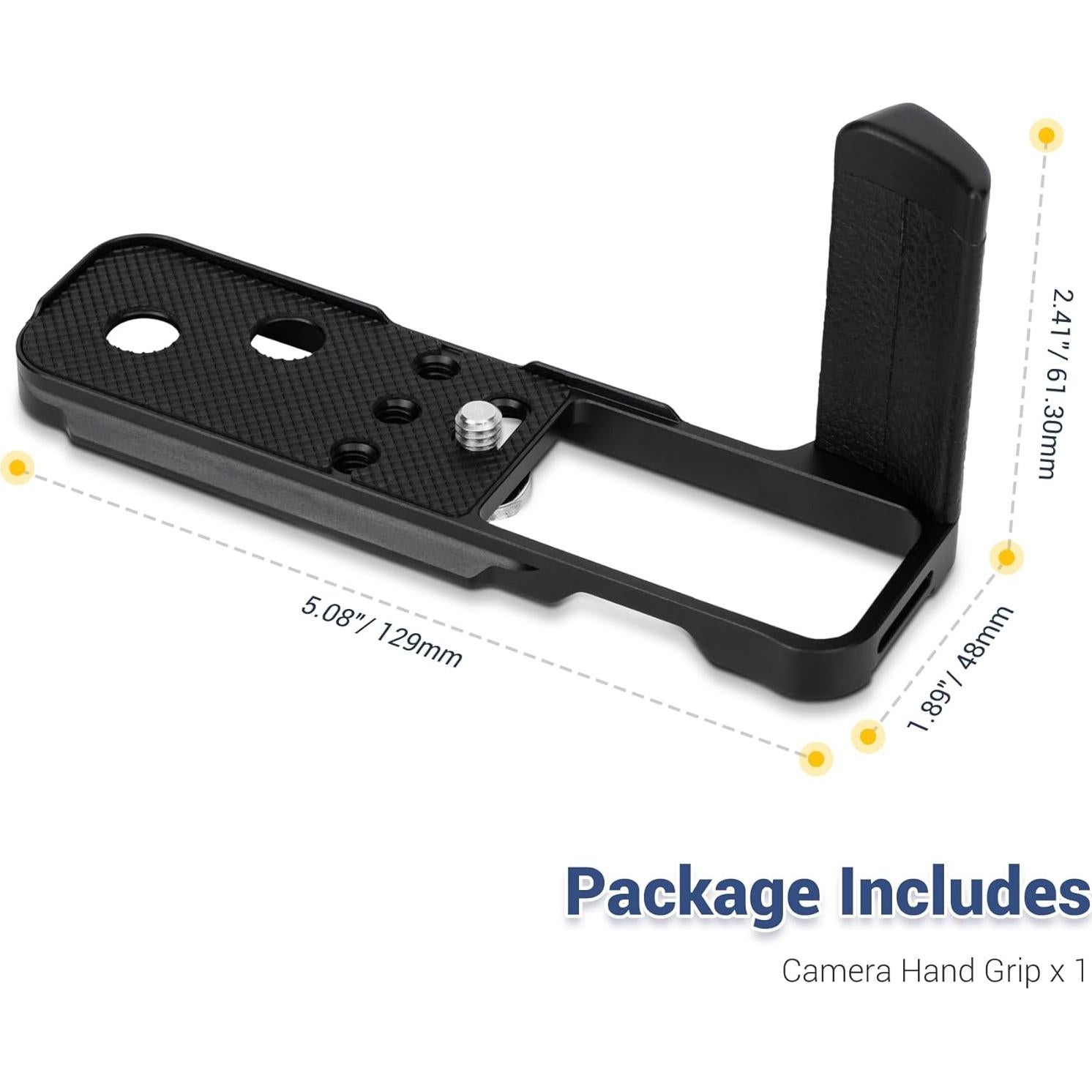 Updated X100V Metal Hand Grip, Handle L Bracket for Fuji Fujifilm X100V Camera (Not for X100VI), Three 1/4"-20 Tripod Hole, Arca Swiss Quick Release Plate, Anti-Slip Pads, with Extra Hand Strap Hole
