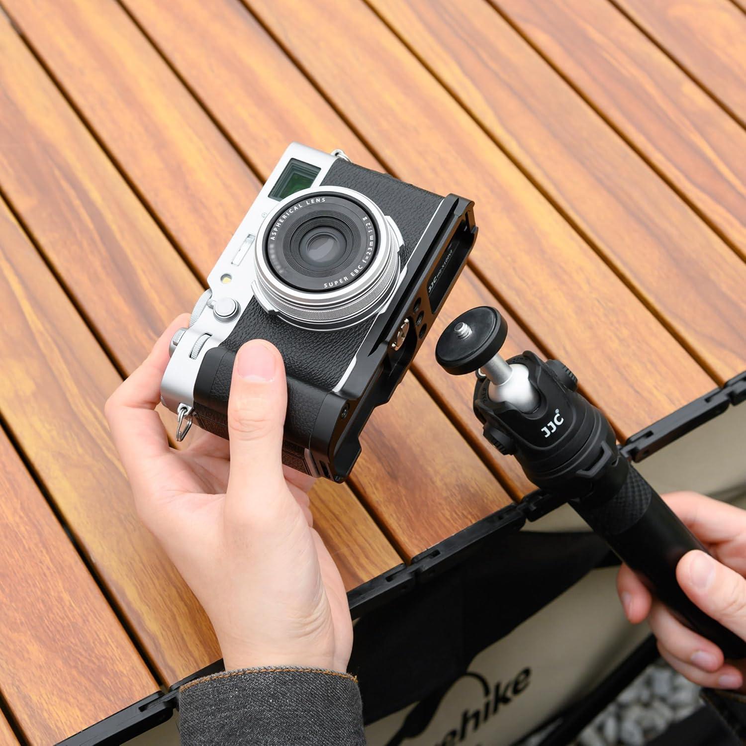 Updated X100V Metal Hand Grip, Handle L Bracket for Fuji Fujifilm X100V Camera (Not for X100VI), Three 1/4"-20 Tripod Hole, Arca Swiss Quick Release Plate, Anti-Slip Pads, with Extra Hand Strap Hole