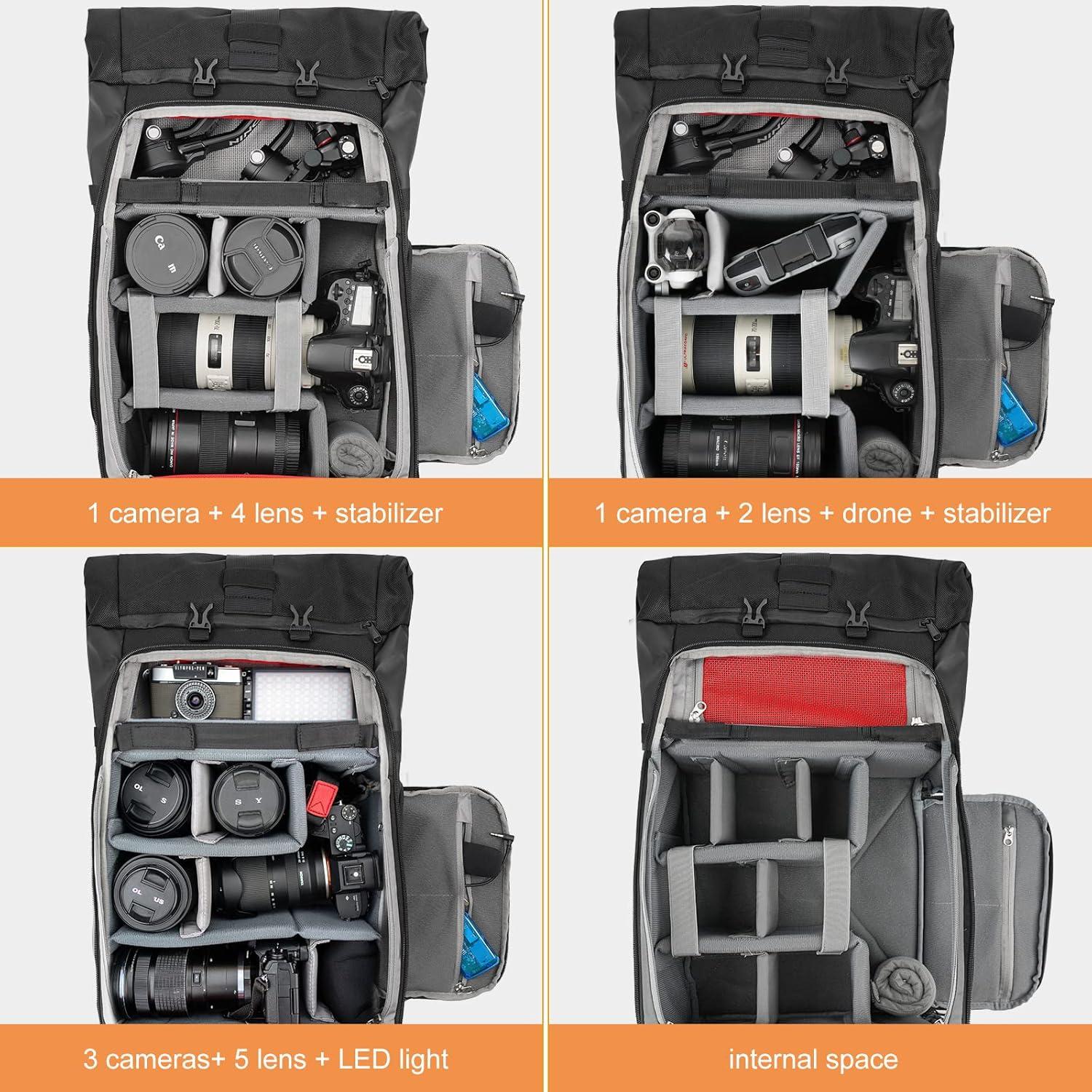 Mochila para cámara Besnfoto impermeable 23L con compartimento para laptop