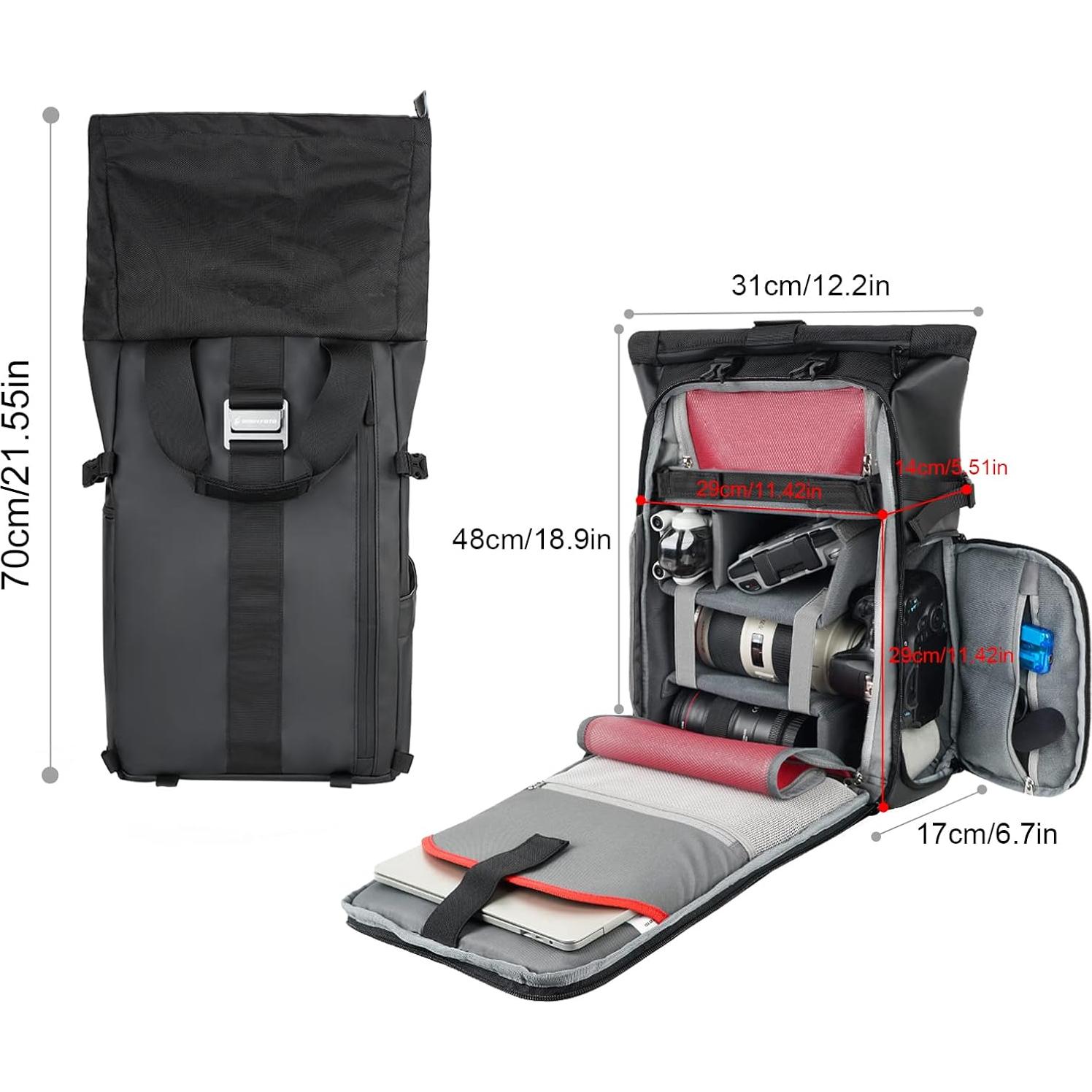 Mochila para cámara Besnfoto impermeable 23L con compartimento para laptop