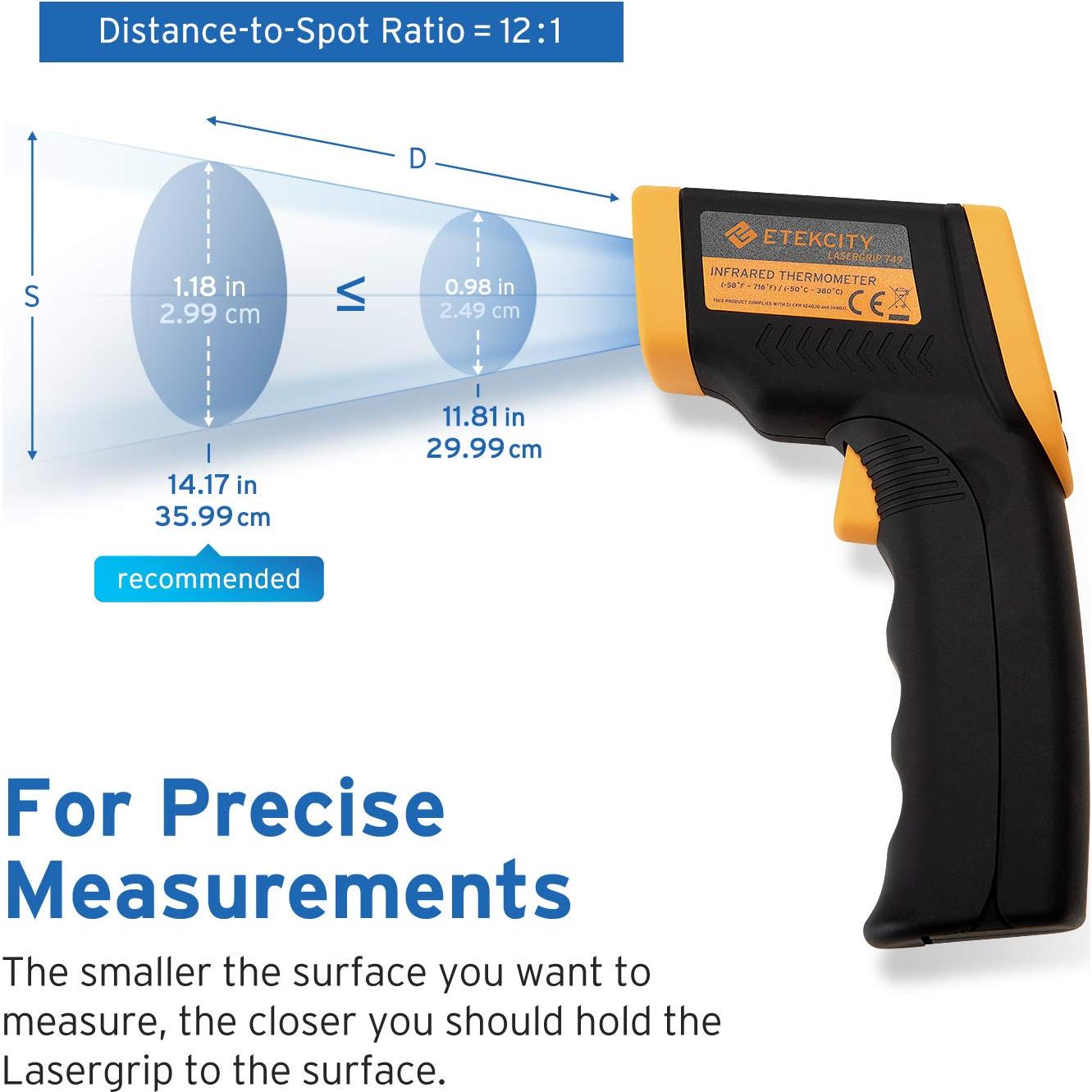 Termómetro Infrarrojo Etekcity Lasergrip 749 -50°C a 380°C