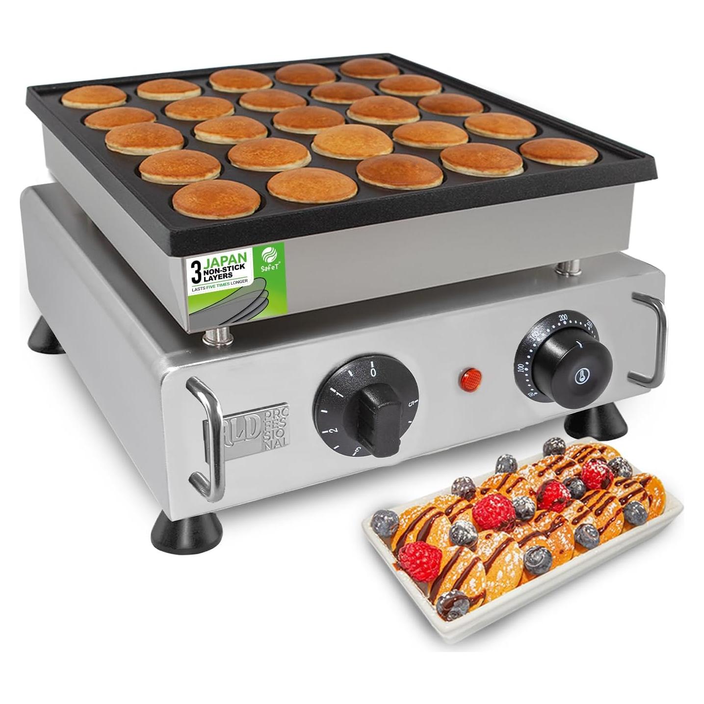 Fabricante de Poffertjes ALDKitchen 25 Tazas 800W Acero Inoxidable