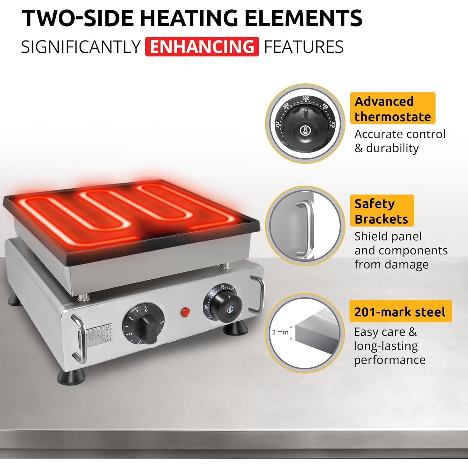 Fabricante de Poffertjes ALDKitchen 25 Tazas 800W Acero Inoxidable