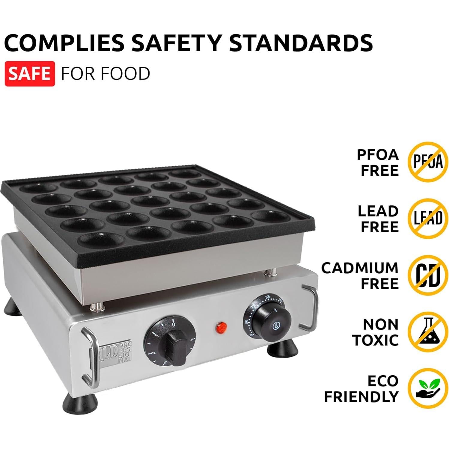 Fabricante de Poffertjes ALDKitchen 25 Tazas 800W Acero Inoxidable