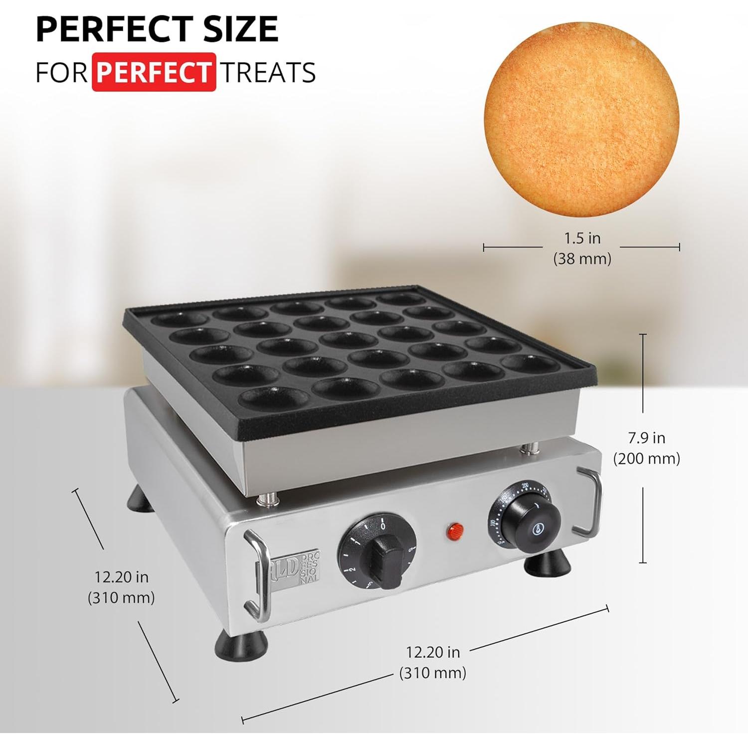 Fabricante de Poffertjes ALDKitchen 25 Tazas 800W Acero Inoxidable