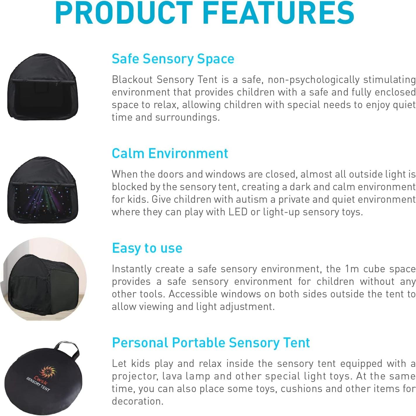 Tienda Sensorial Plegable Cwsk 90x90x90 cm para Niños