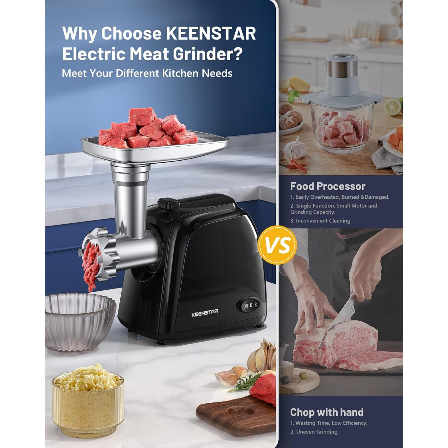 Picadora de Carne Eléctrica KEENSTAR JSMG-202 450W 3 en 1