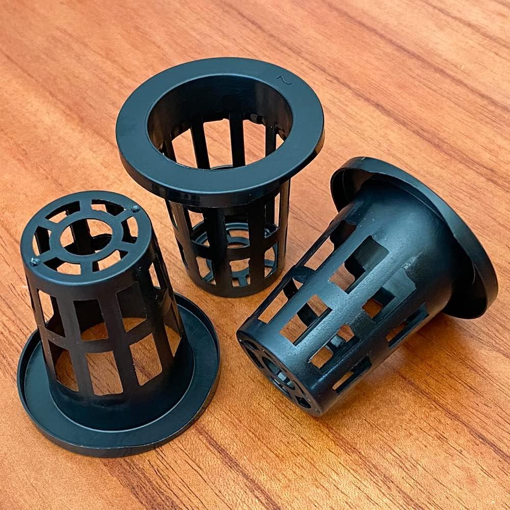 Paquete de 50 tazas de malla plástica QINIZX 4.5 cm negras