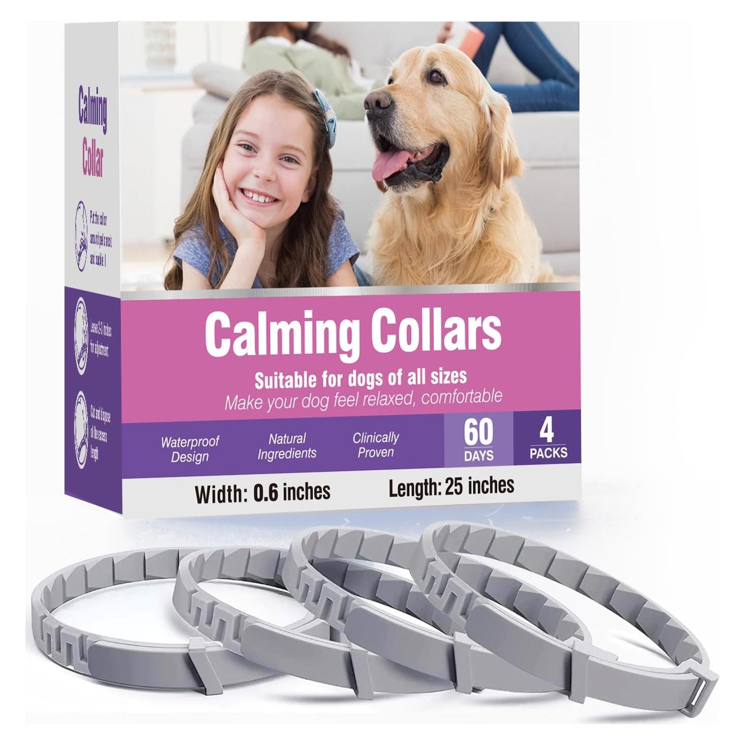 Collar Calmante para Perros Tcllka 4 Paquetes 65 cm Alivio Estrés