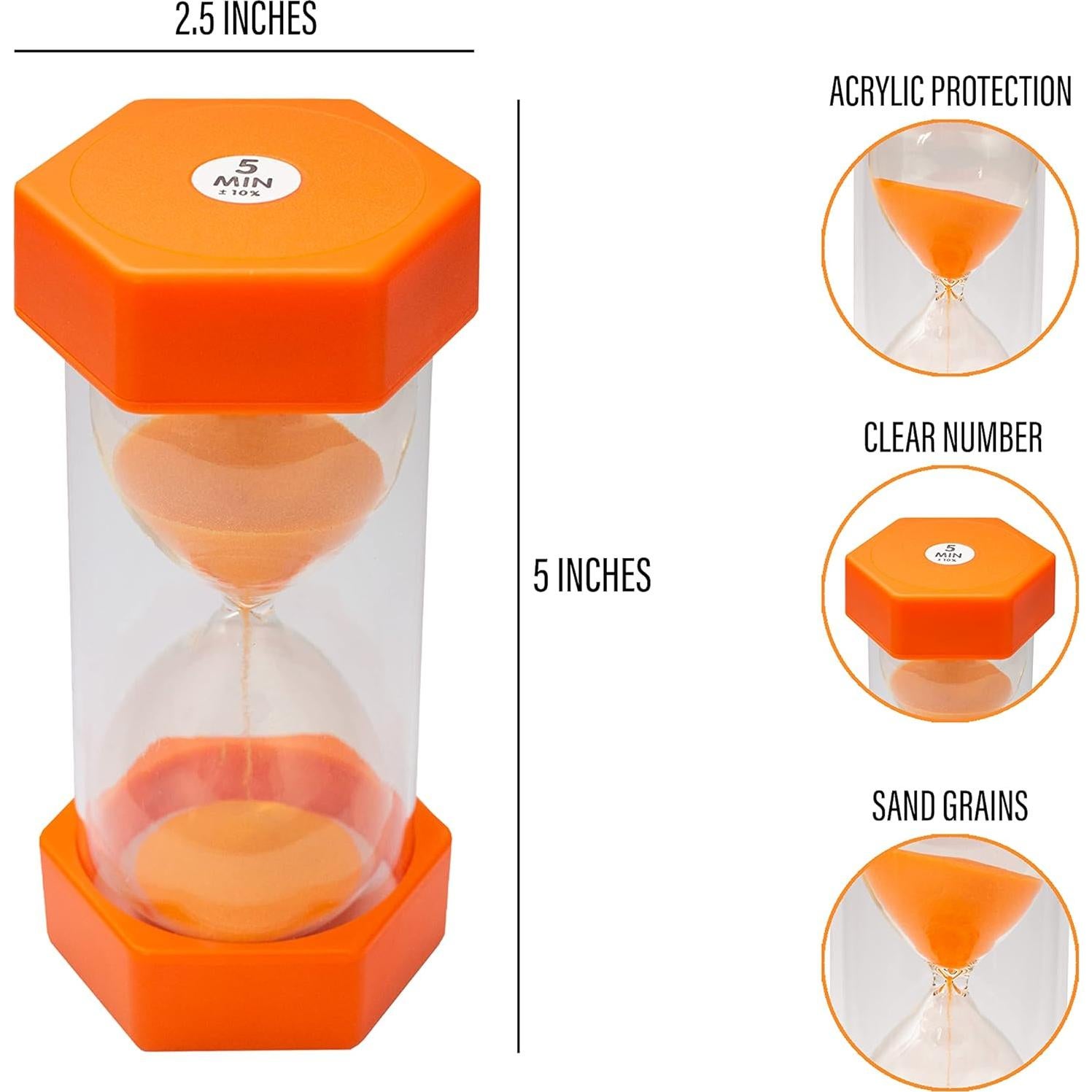 Reloj de Arena Mediano TeacherFav Naranja 5 Minutos 12.7 cm