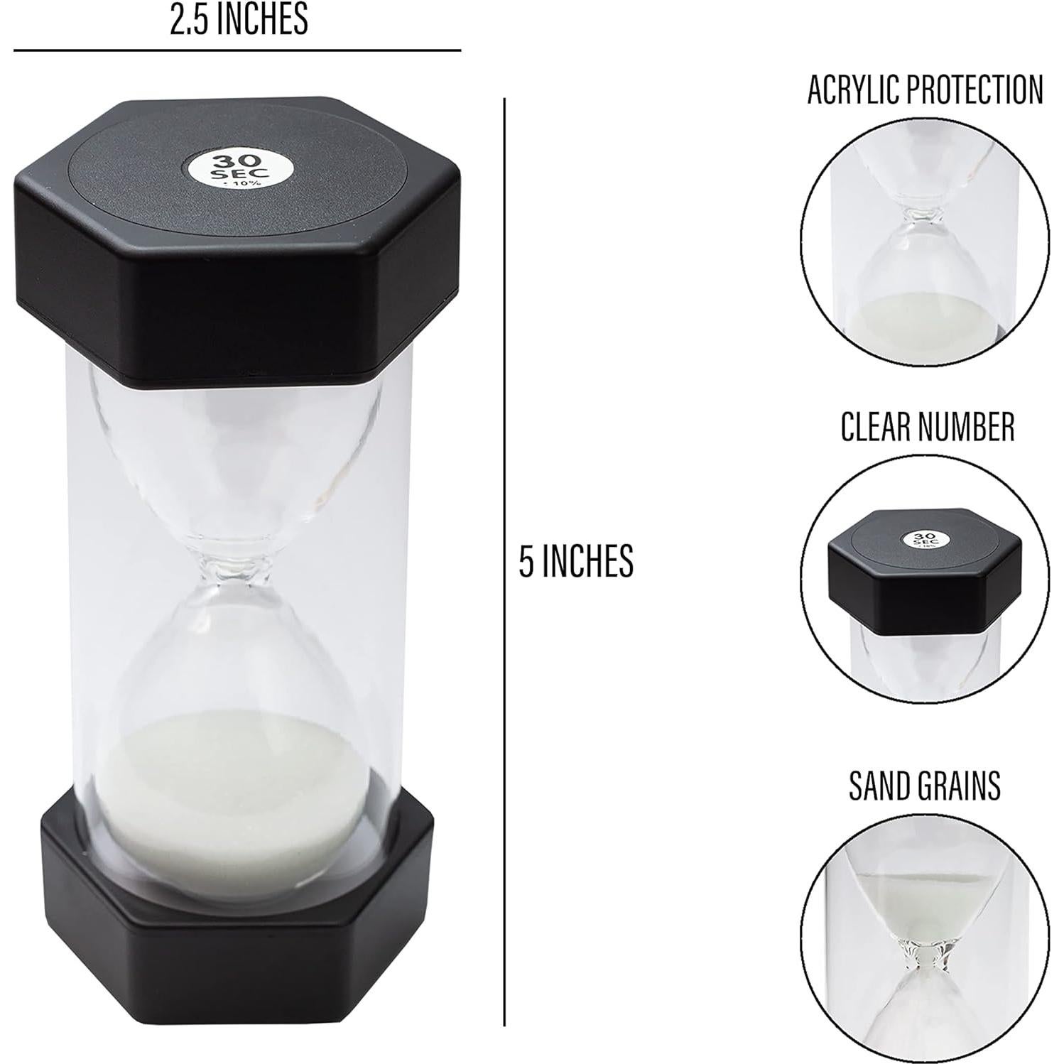 Reloj de Arena Negro 30 Segundos TeacherFav - Acrílico Mediano
