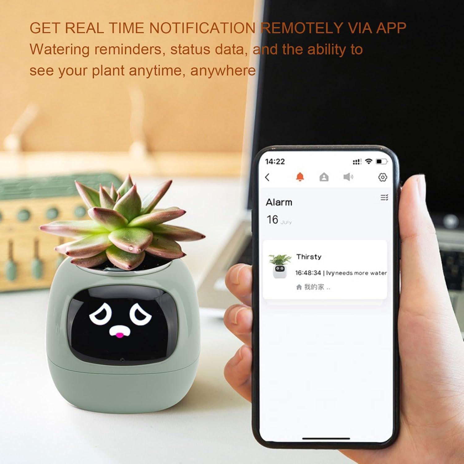 Maceta Inteligente Fockety con Sensor de Agua y Luz - Verde