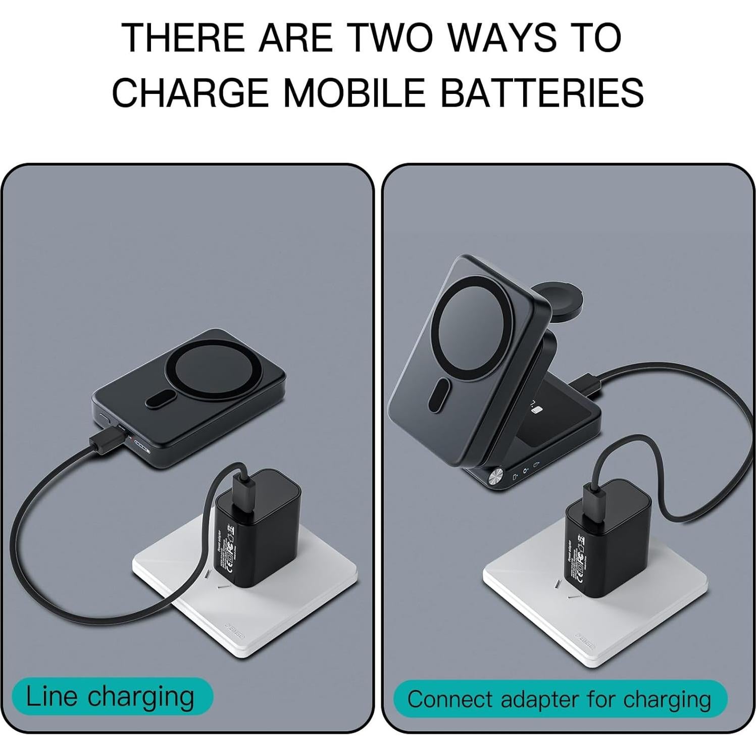 Estación de Carga Inalámbrica 3 en 1 HUOTO 10000mAh Negra