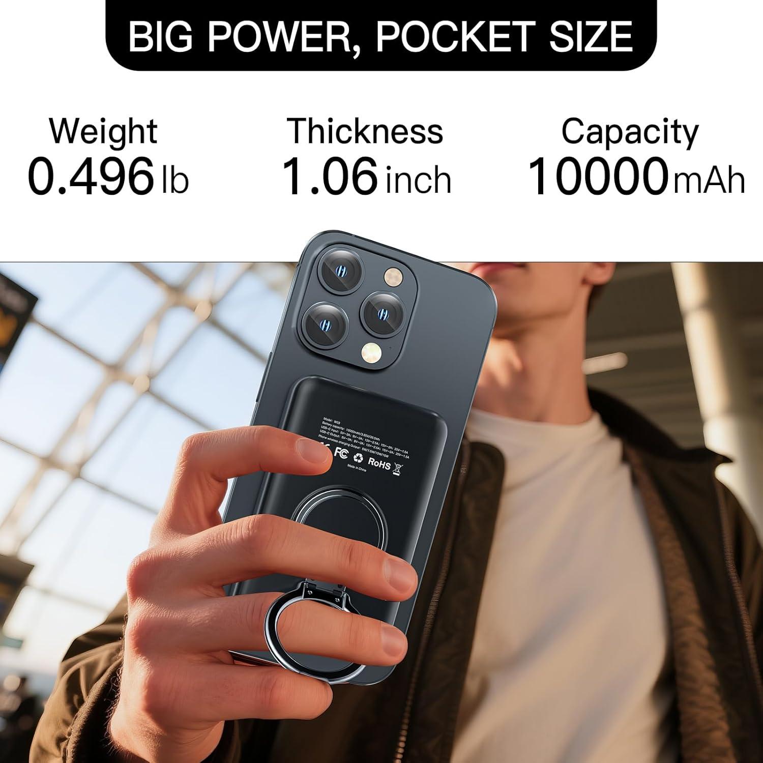 Estación de Carga Inalámbrica 3 en 1 HUOTO 10000mAh Negra