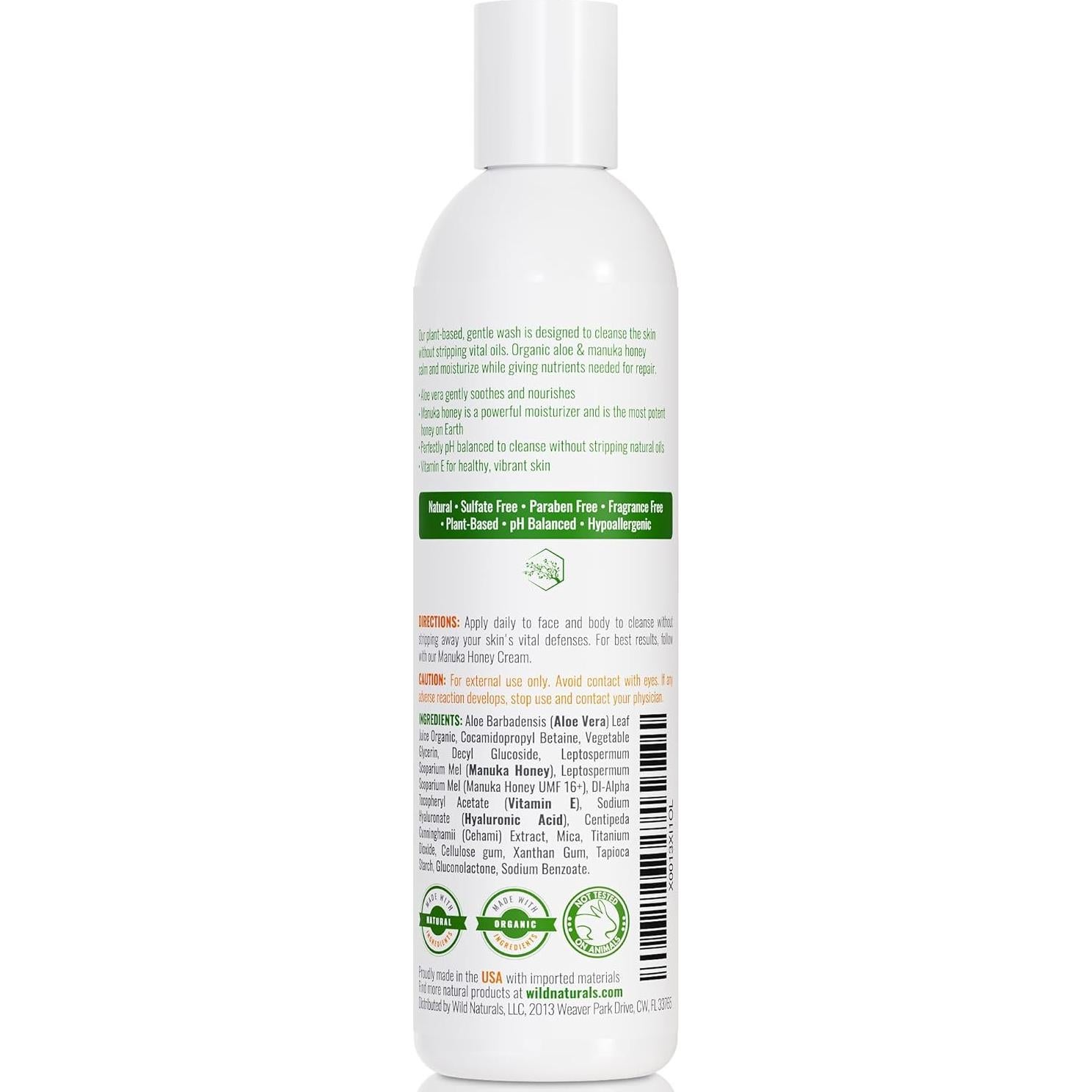 Jabón Corporal Orgánico Wild Naturals 236.6 ml Miel de Manuka