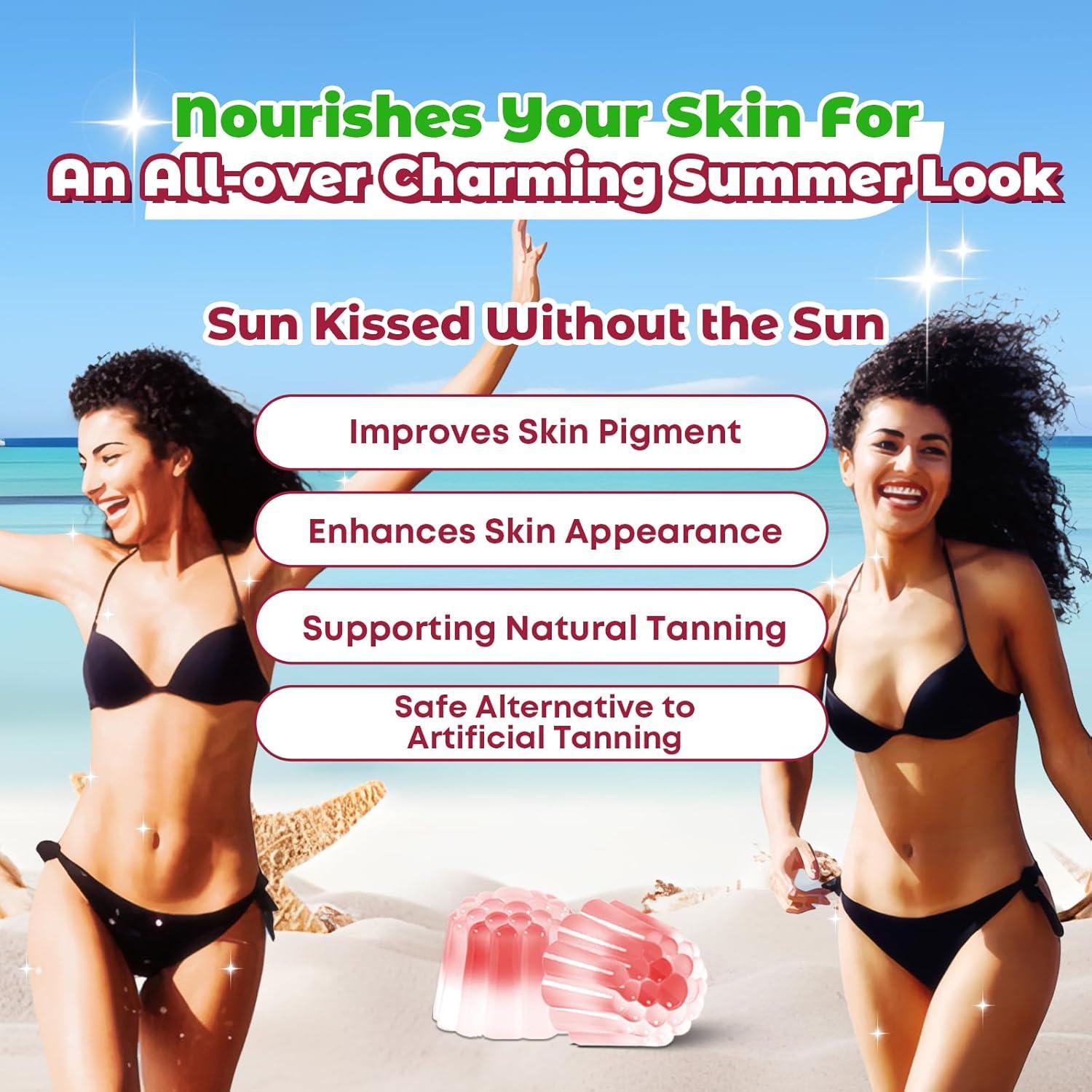 Gomitas Bronceadoras para Mujeres - Sabor Fresa, 120 Unidades