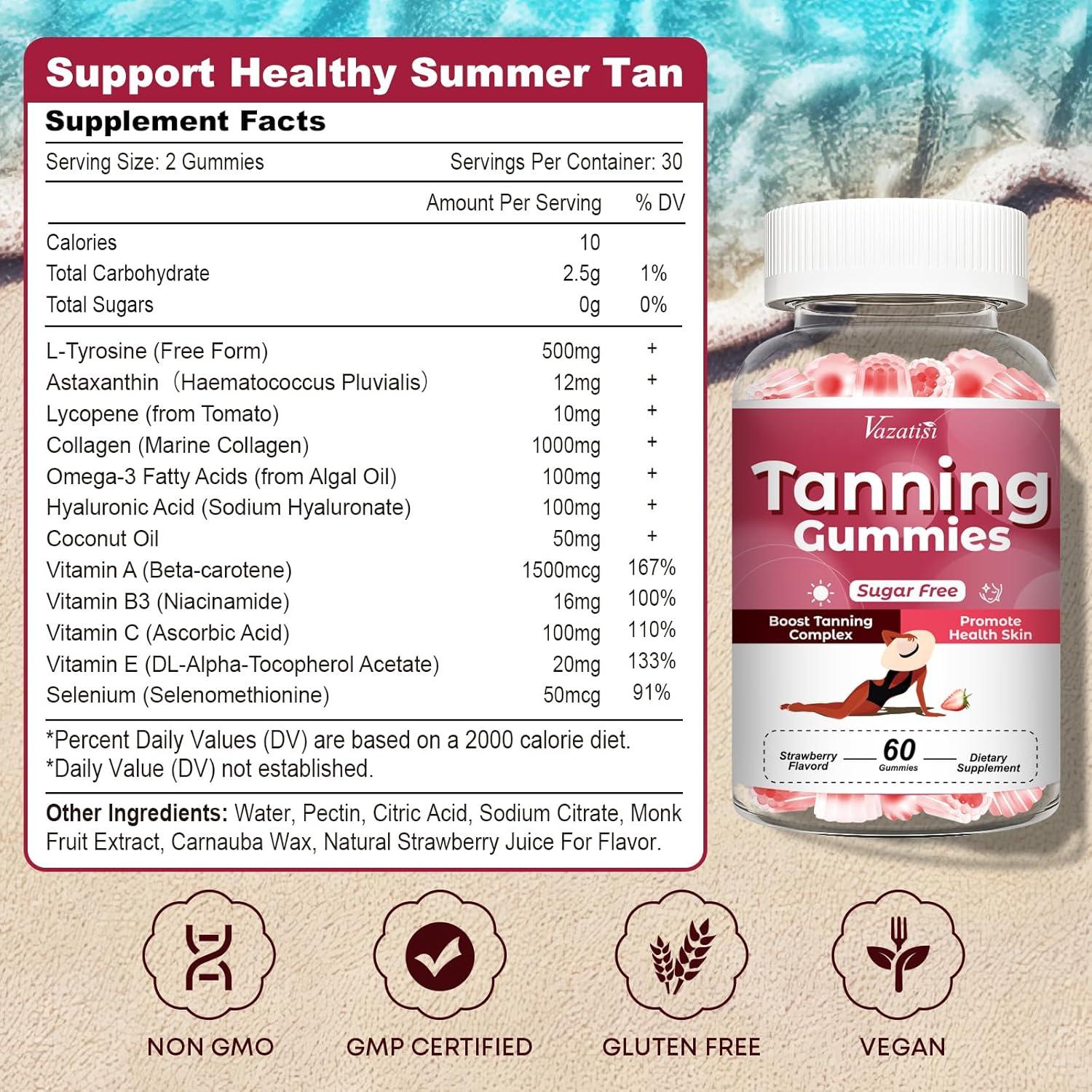 Gomitas Bronceadoras para Mujeres - Sabor Fresa, 120 Unidades