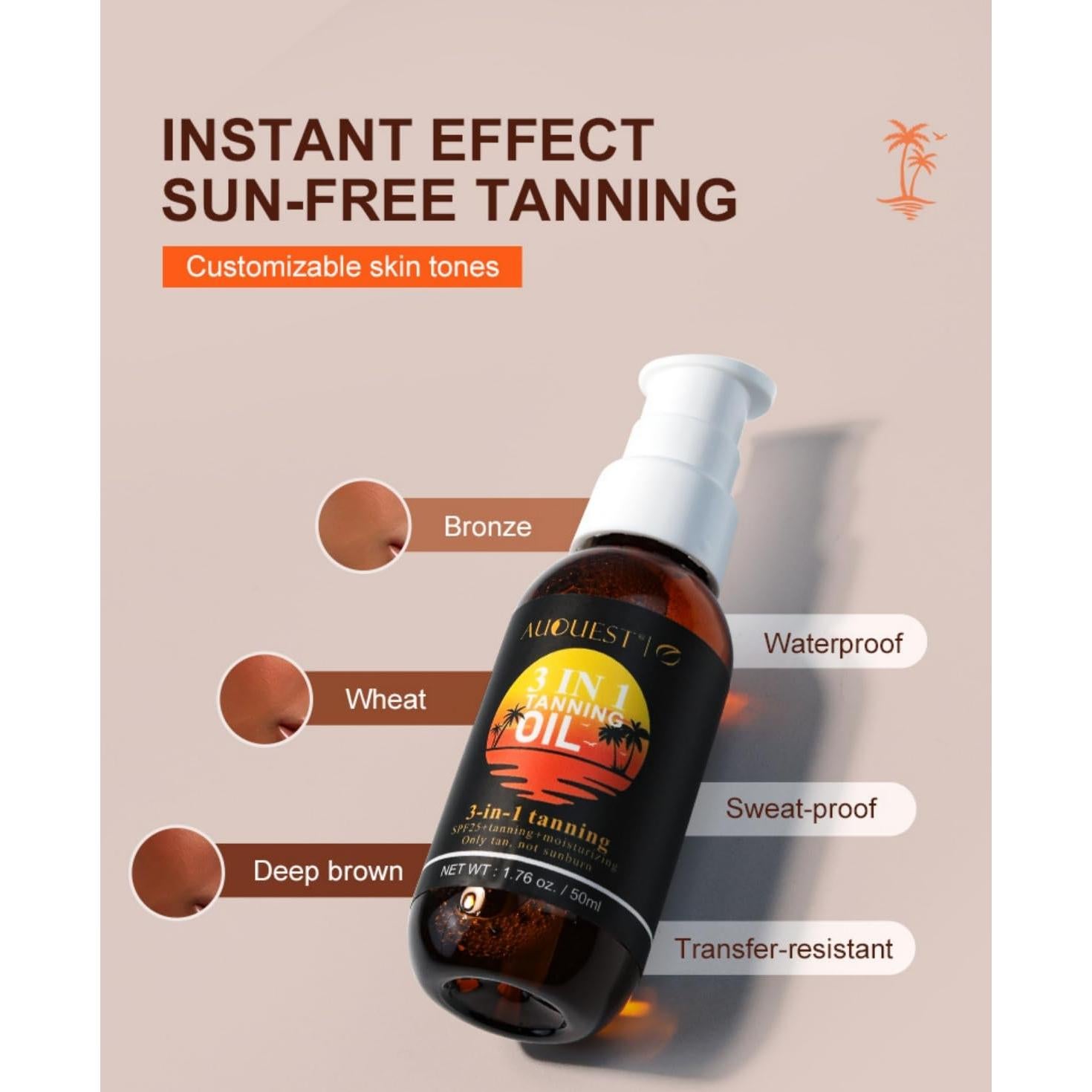 Aceite Bronceador 3-en-1 AUQUEST 50ML SPF 25 Hidratante