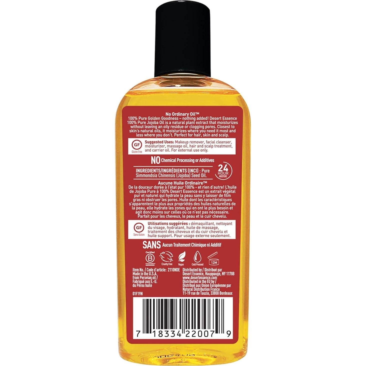 Aceite de Jojoba Puro Desert Essence 118 ml - Hidratante Facial y Capilar
