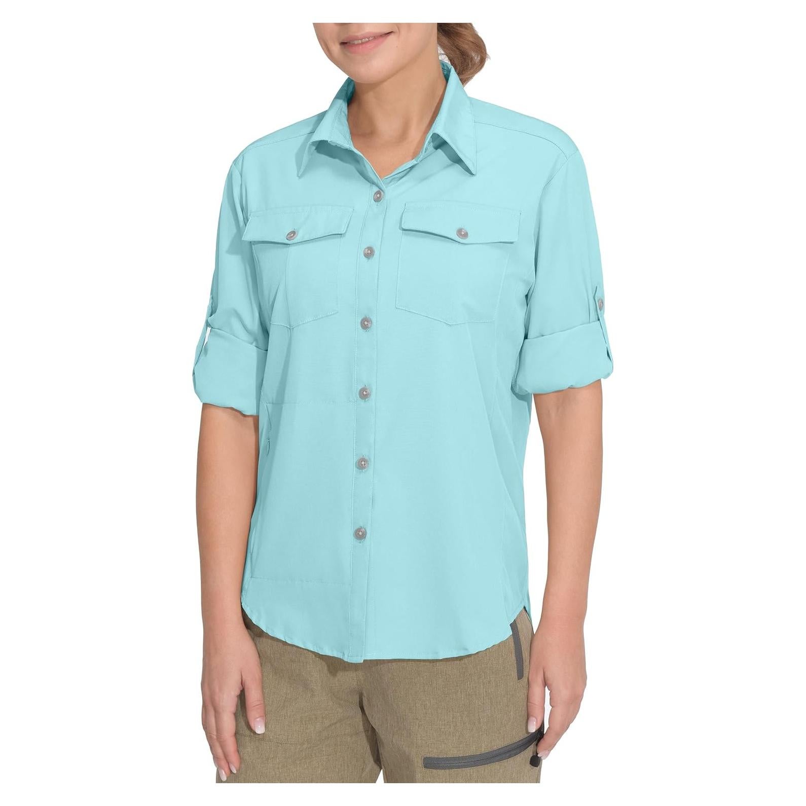 Camisa de Manga Larga Secado Rápido UPF50+ LDA Mujeres Azul Claro