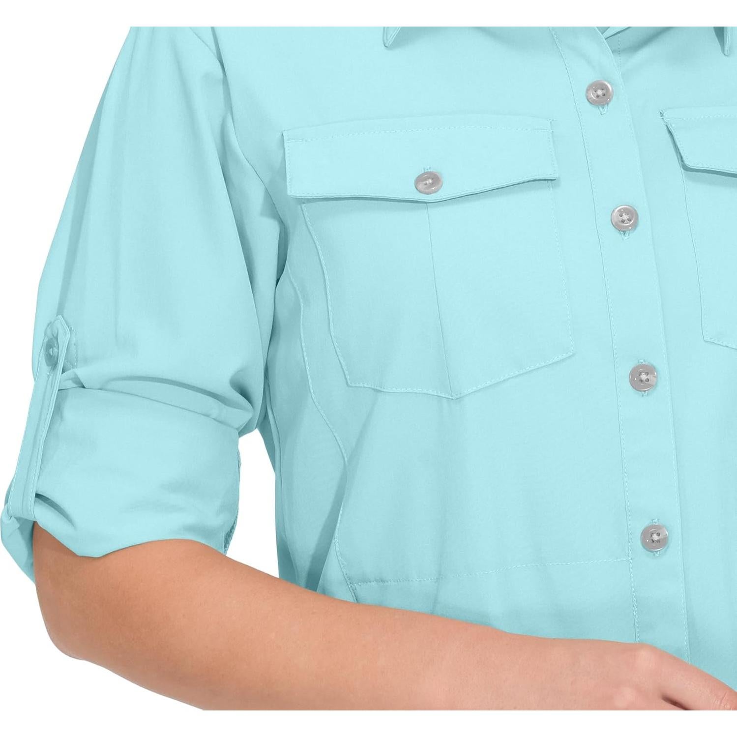 Camisa de Manga Larga Secado Rápido UPF50+ LDA Mujeres Azul Claro