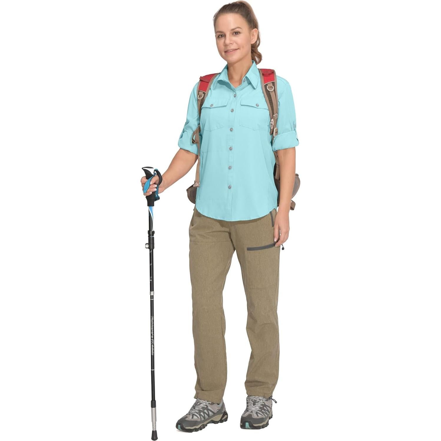 Camisa de Manga Larga Secado Rápido UPF50+ LDA Mujeres Azul Claro