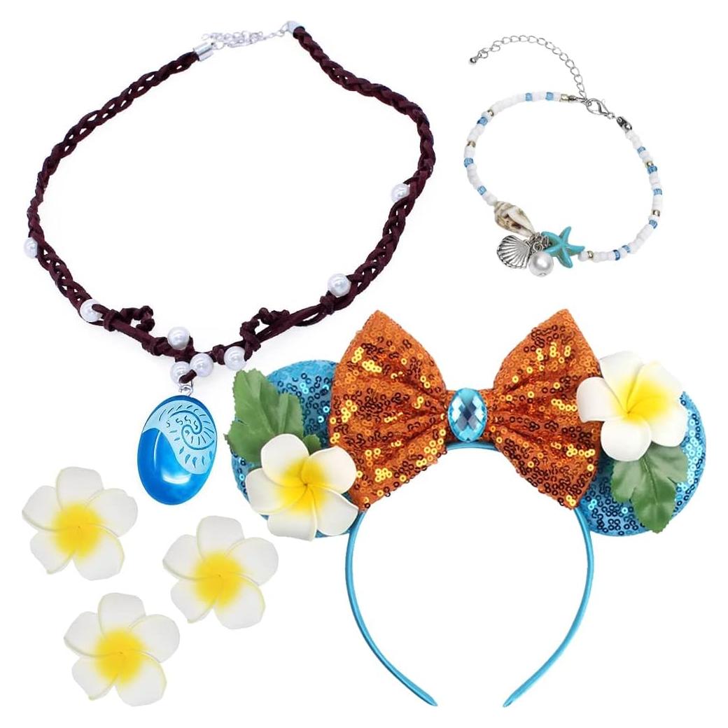 Accesorios de Disfraz de Moana Yosbabe - Diadema y Collar