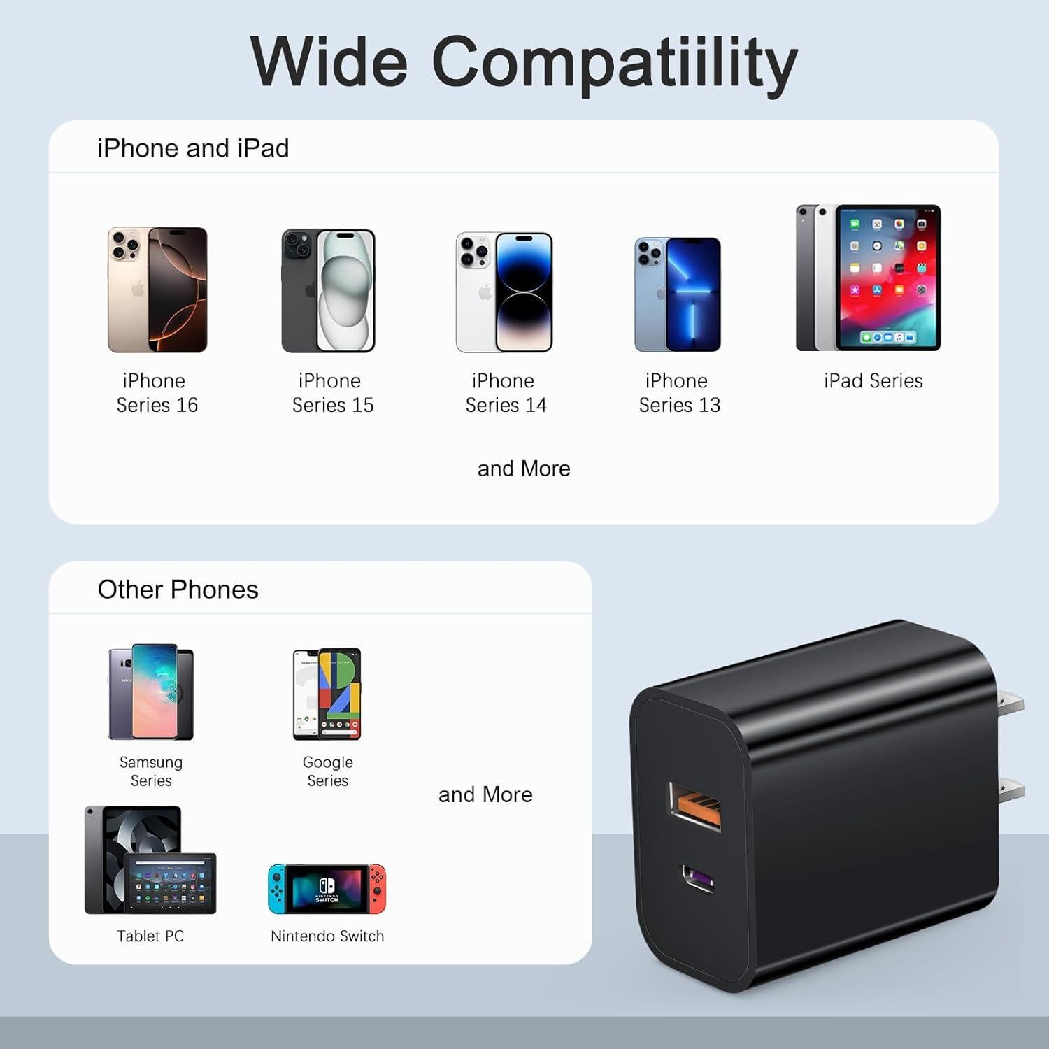 Cargador de Pared USB C 20W Shenzhen Negro - Paquete de 4