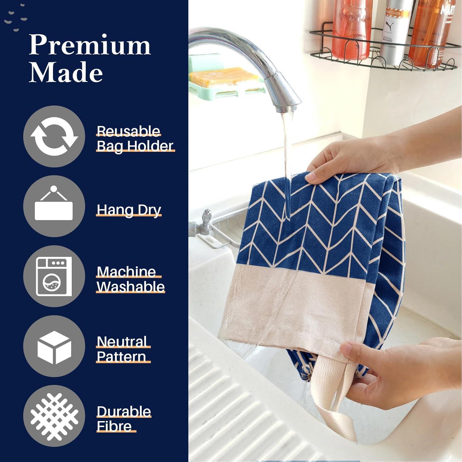 Soporte para Bolsas de Compras LeCorner Lona Azul Clásico 49.8x19.8cm