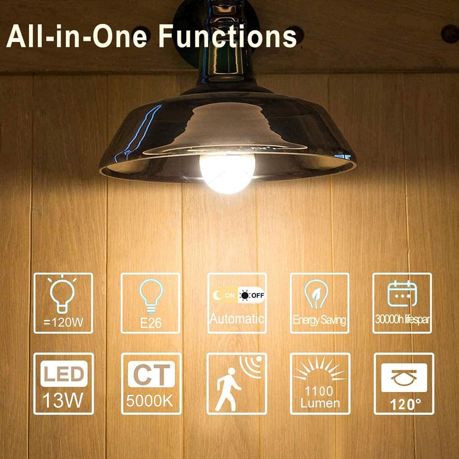 Bombillas LED de Sensor de Movimiento MikeWin 13W E26 1100lm