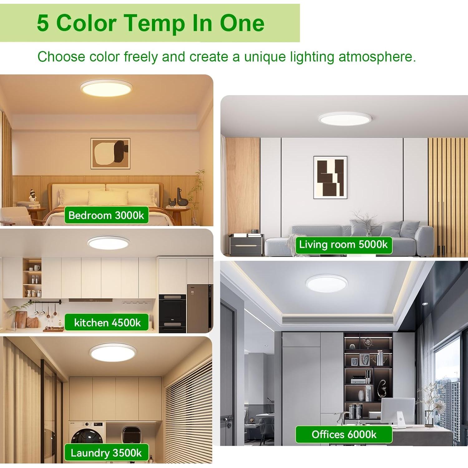 Luz de Techo LED Hunhun 3200LM 28W 12 Pulgadas 5CCT Blanco