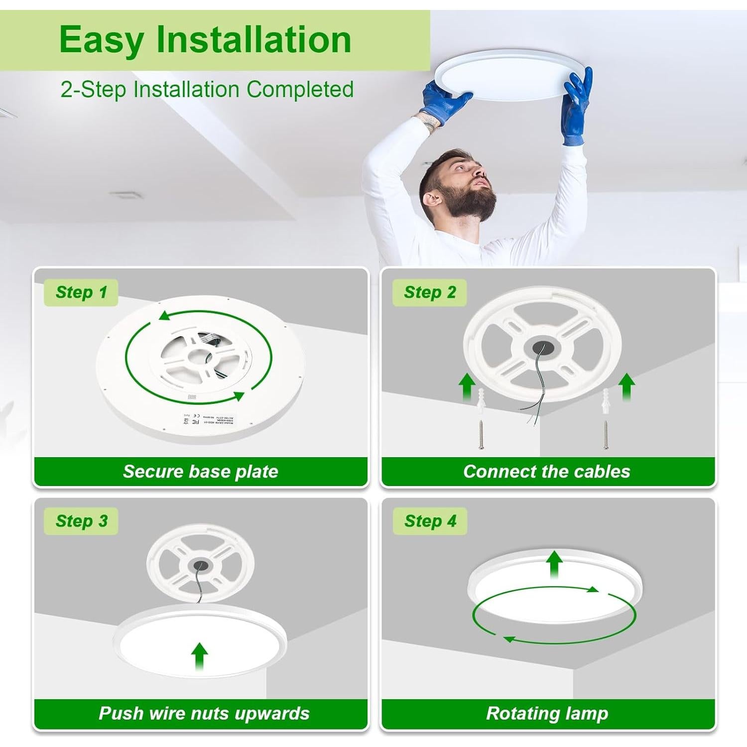 Luz de Techo LED Hunhun 3200LM 28W 12 Pulgadas 5CCT Blanco