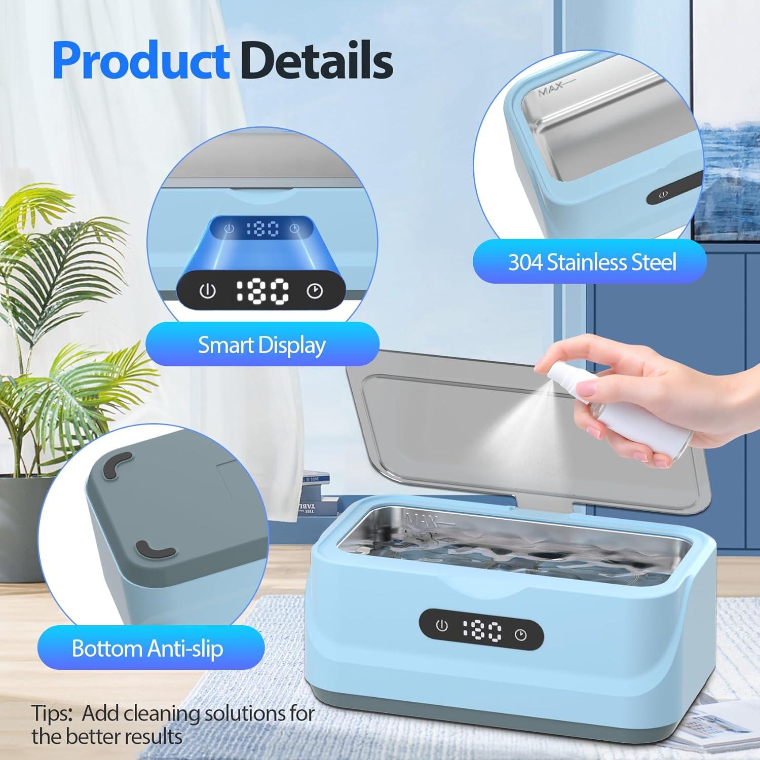 Limpiador Ultrasónico de Joyas Klivvio 24W 400ml 4 Modos