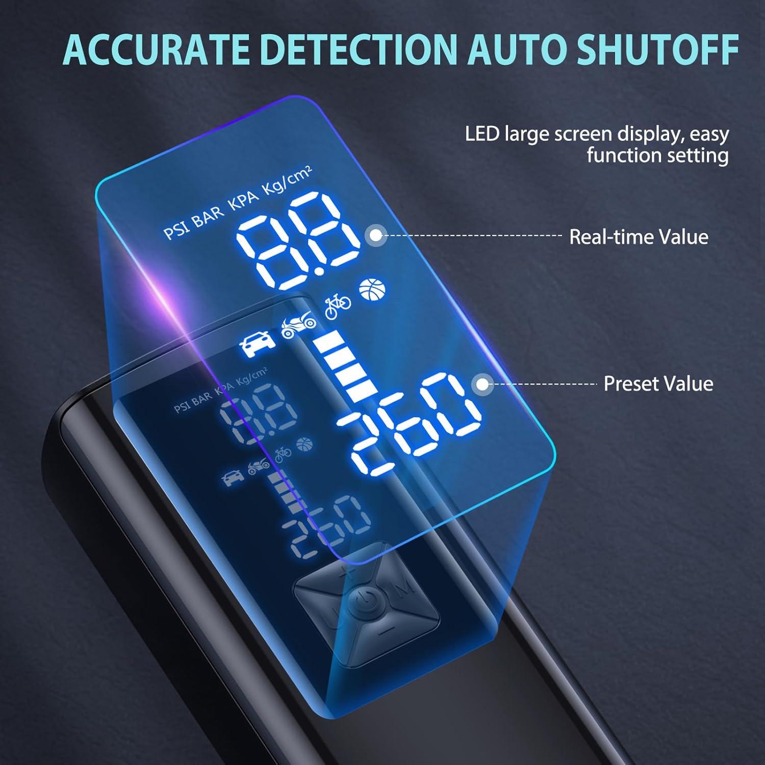 Compresor de Aire Portátil GJOSYOI P017 150 PSI con Luz LED