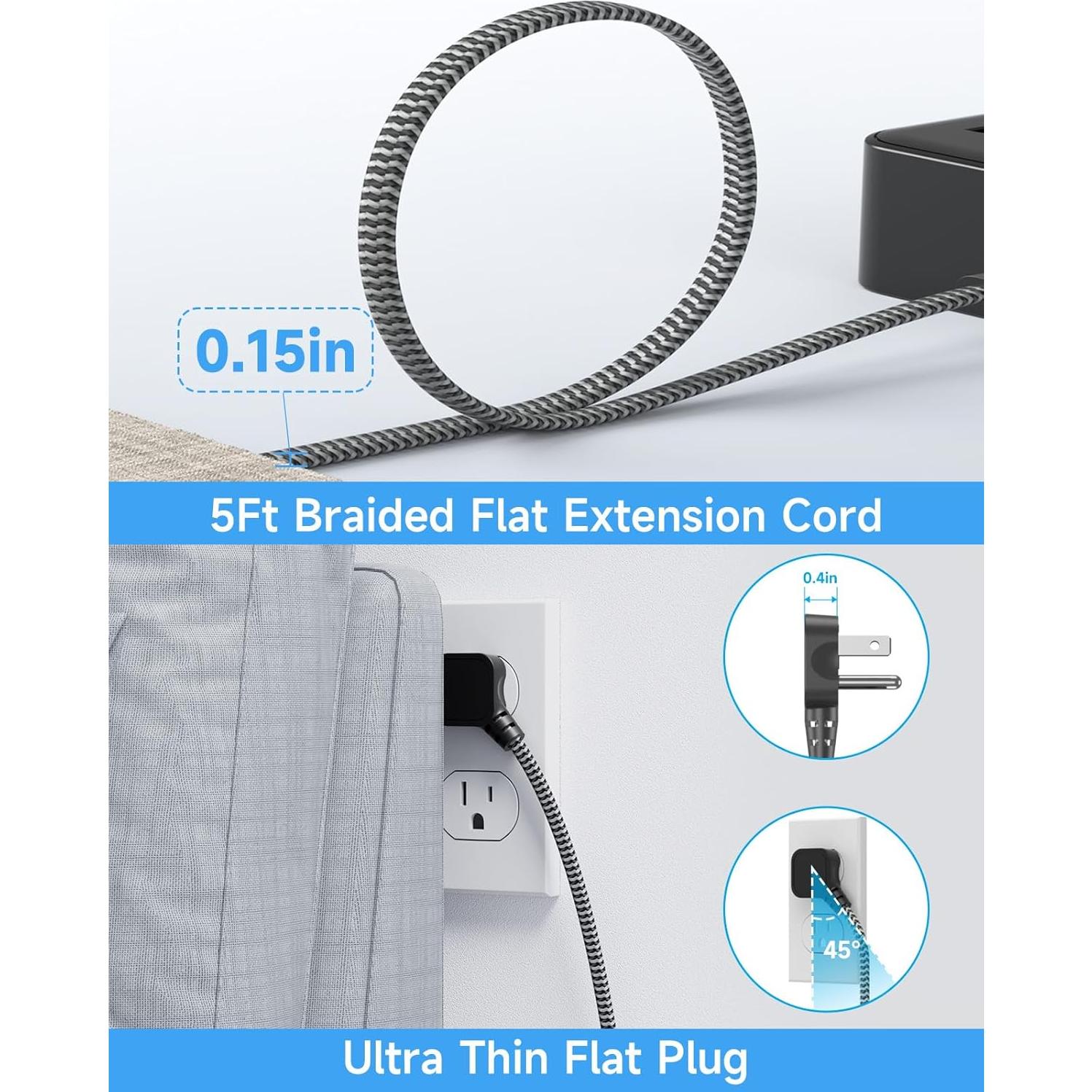Regleta de Protección 2800J Waksmart, 8 Salidas AC y 6 USB 24W