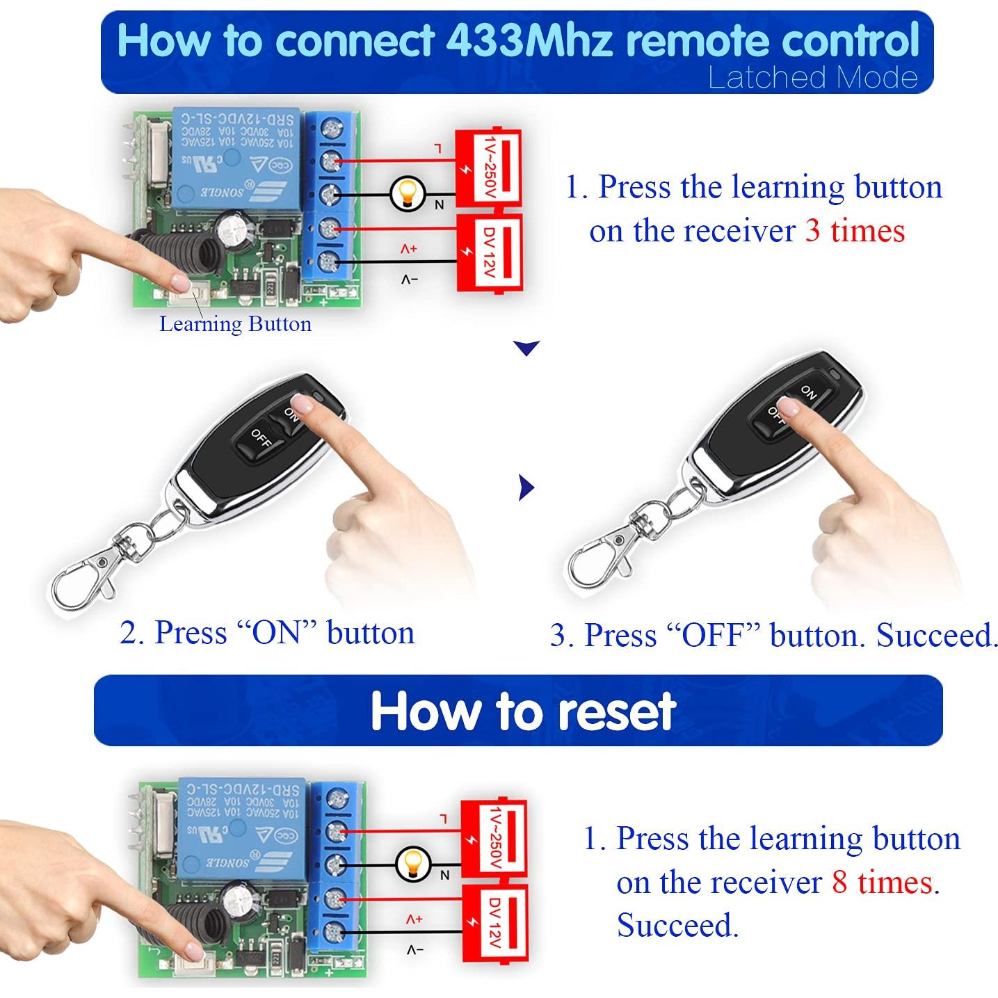 Interruptor Remoto Inalámbrico DieseRC 12V 1CH RF 433Mhz