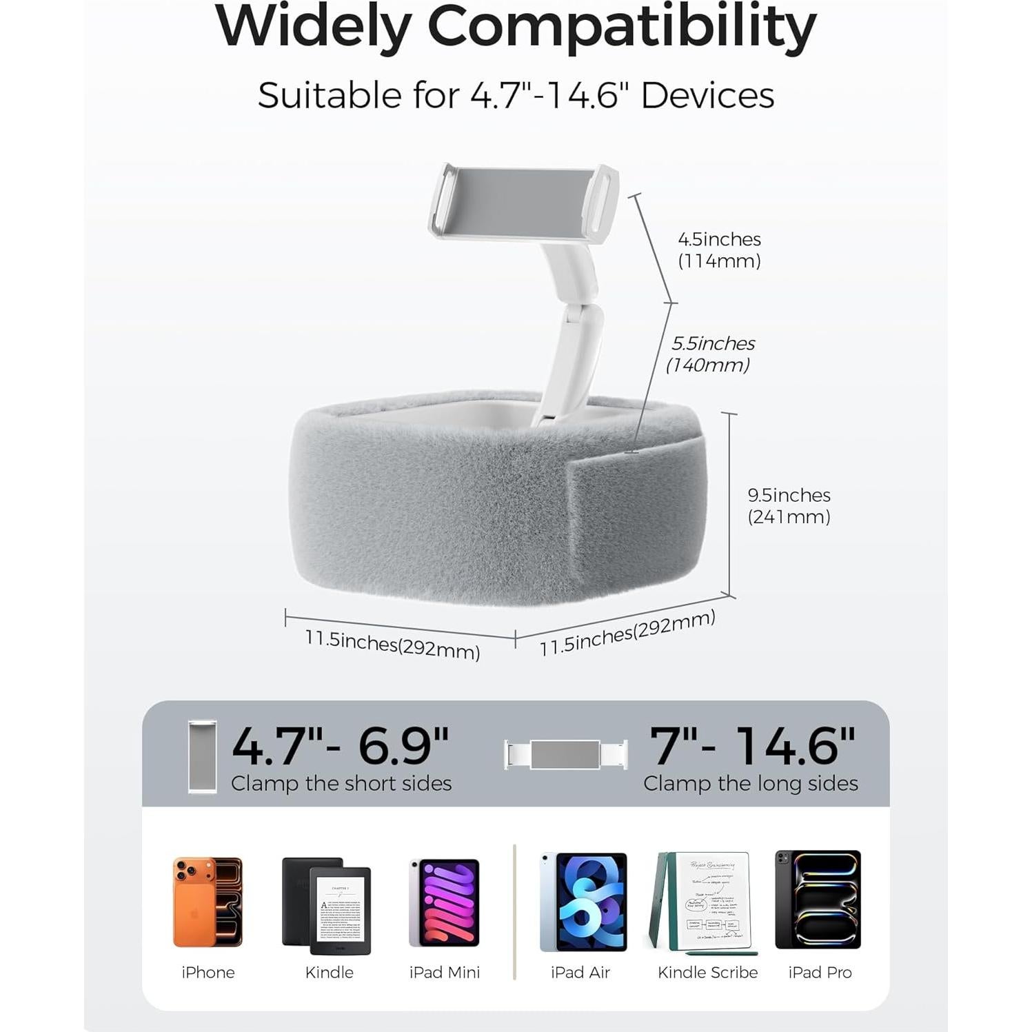 Soporte de Almohada LULULOOK para Tabletas 4.7-14.6" Gris
