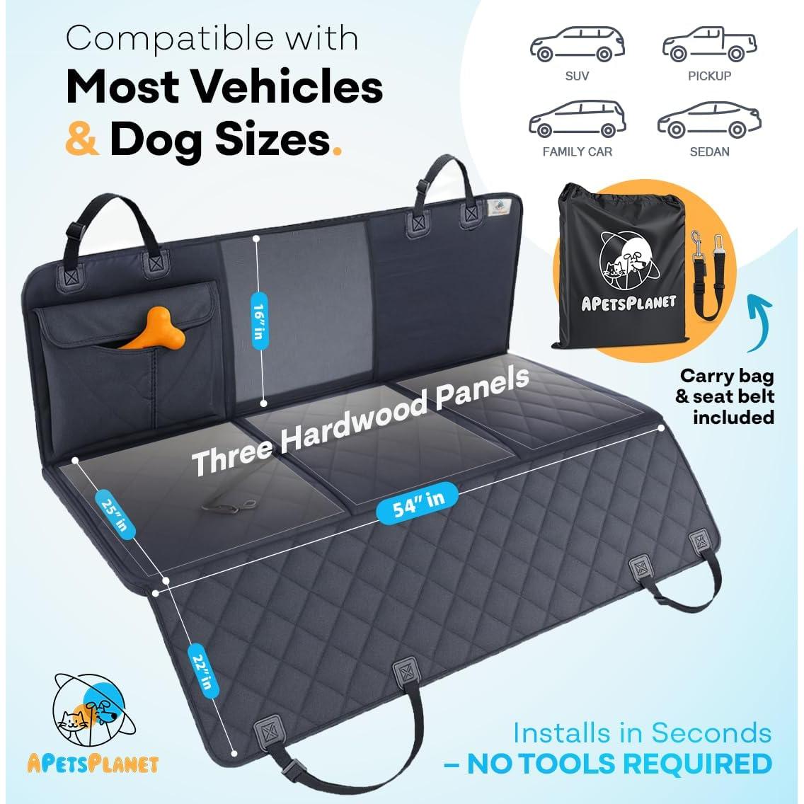 Cubierta de Asiento para Perros APetsPlanet Negra 137x61 cm