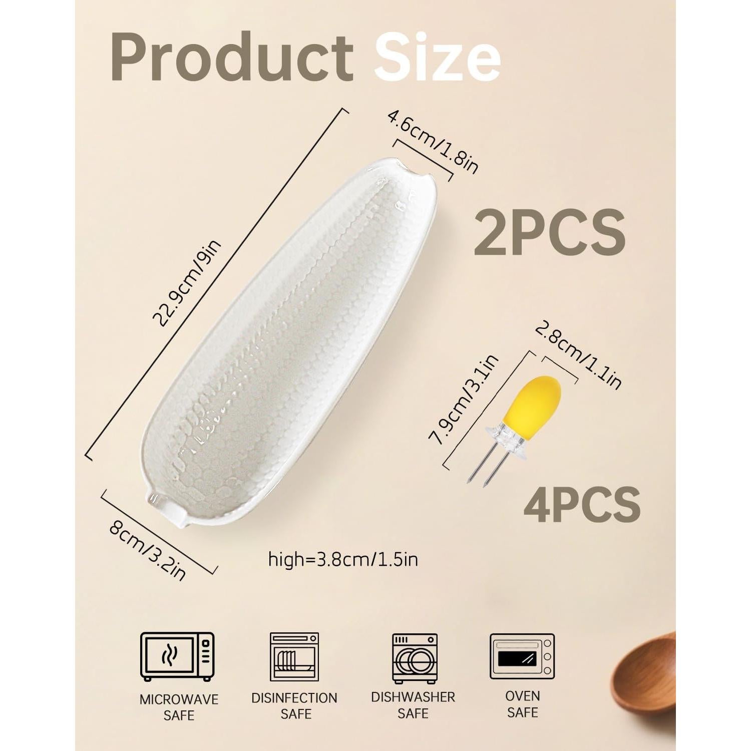 Juego de 2 Platos para Mazorca de Maíz Cerámica 22.9cm