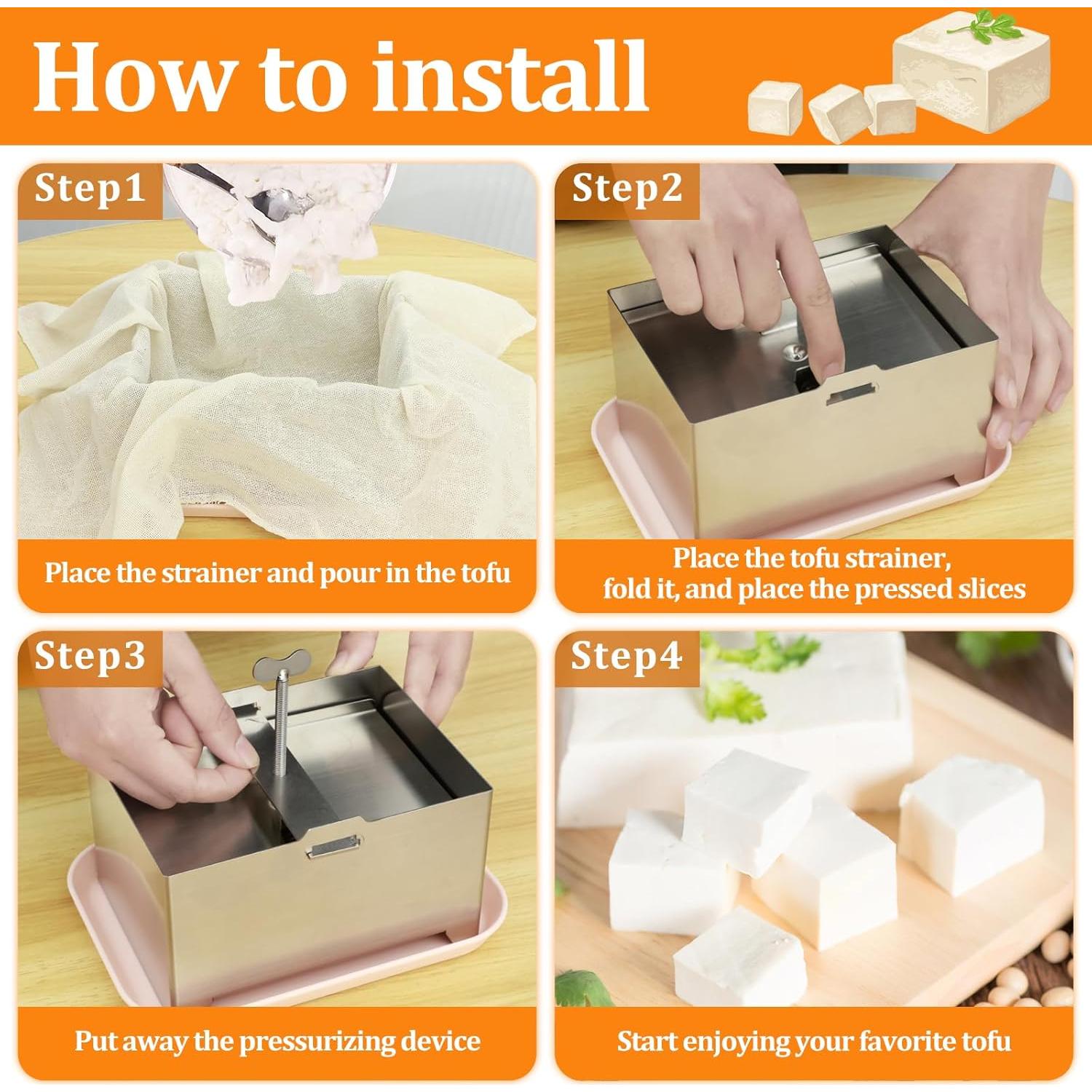 Kit de Prensa de Tofu SAEHAEYEE Acero Inoxidable 1kg