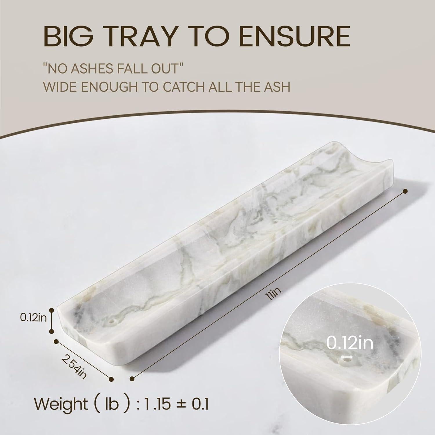 Soporte de Incienso de Mármol Koville Bianco Palomino 28x6 cm