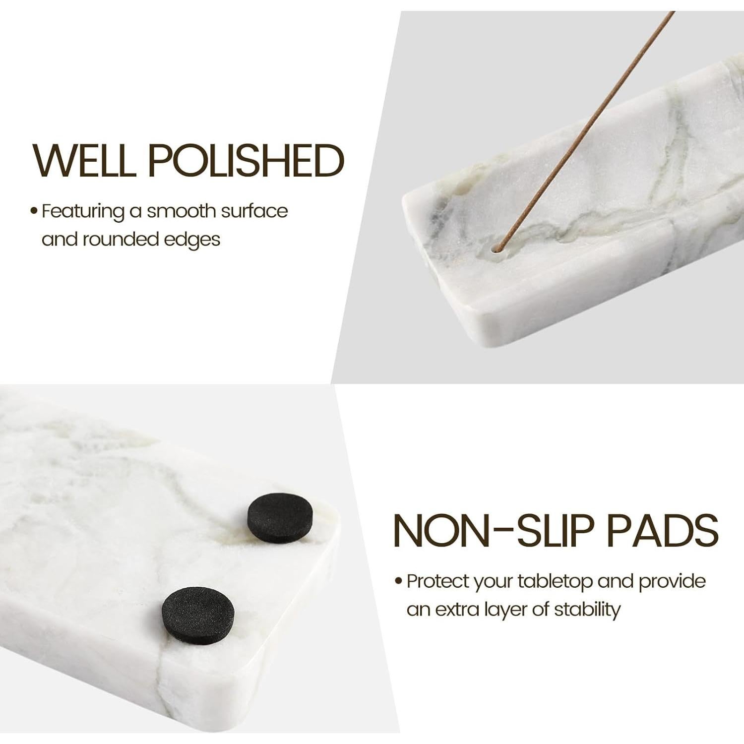 Soporte de Incienso de Mármol Koville Bianco Palomino 28x6 cm