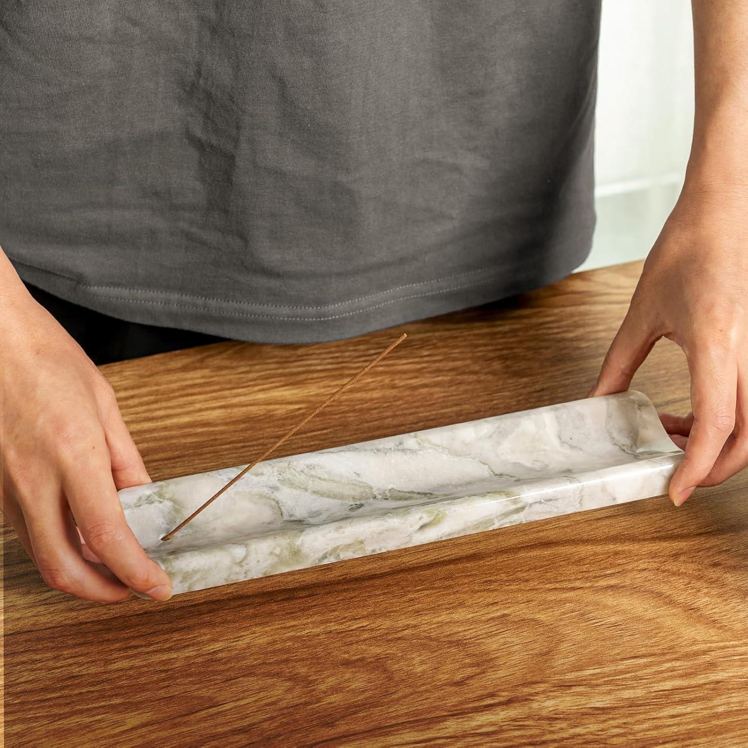 Soporte de Incienso de Mármol Koville Bianco Palomino 28x6 cm