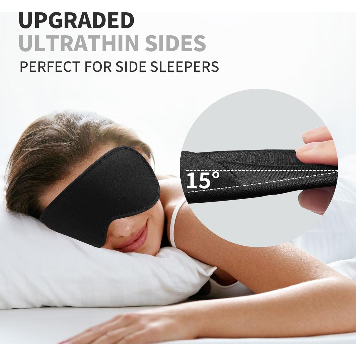 Máscara de Sueño 3D Ergonómica - Paquete de 2 - Negro