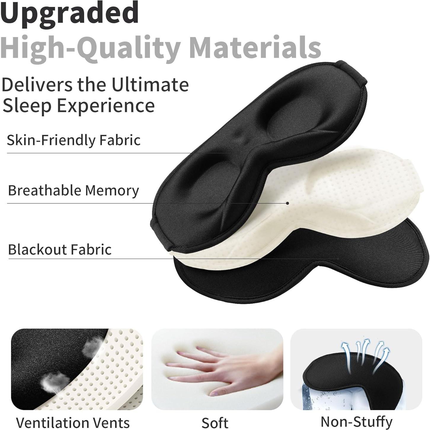 Máscara de Sueño 3D Ergonómica - Paquete de 2 - Negro